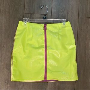 Neon Yellow Urban Outfitters zip skirt